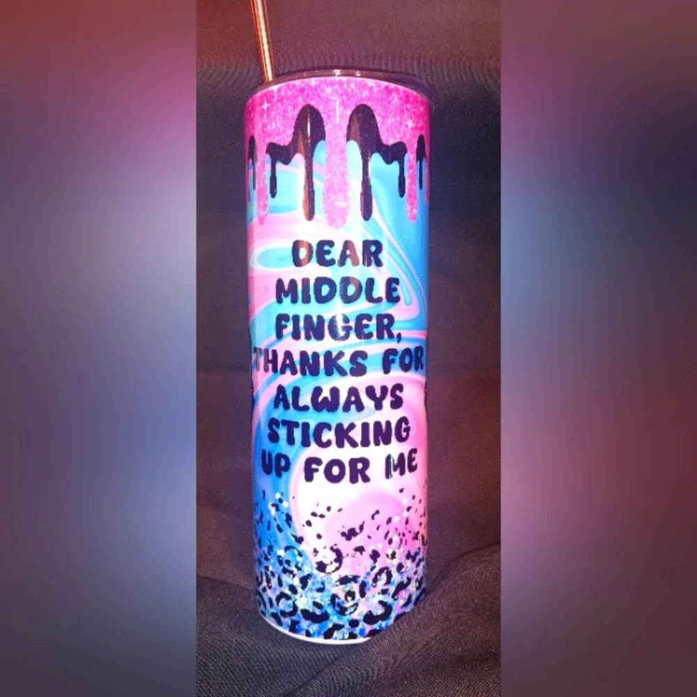 Middle finger 20oz Tumbler Handmade stainless steel - Picture 1 of 3